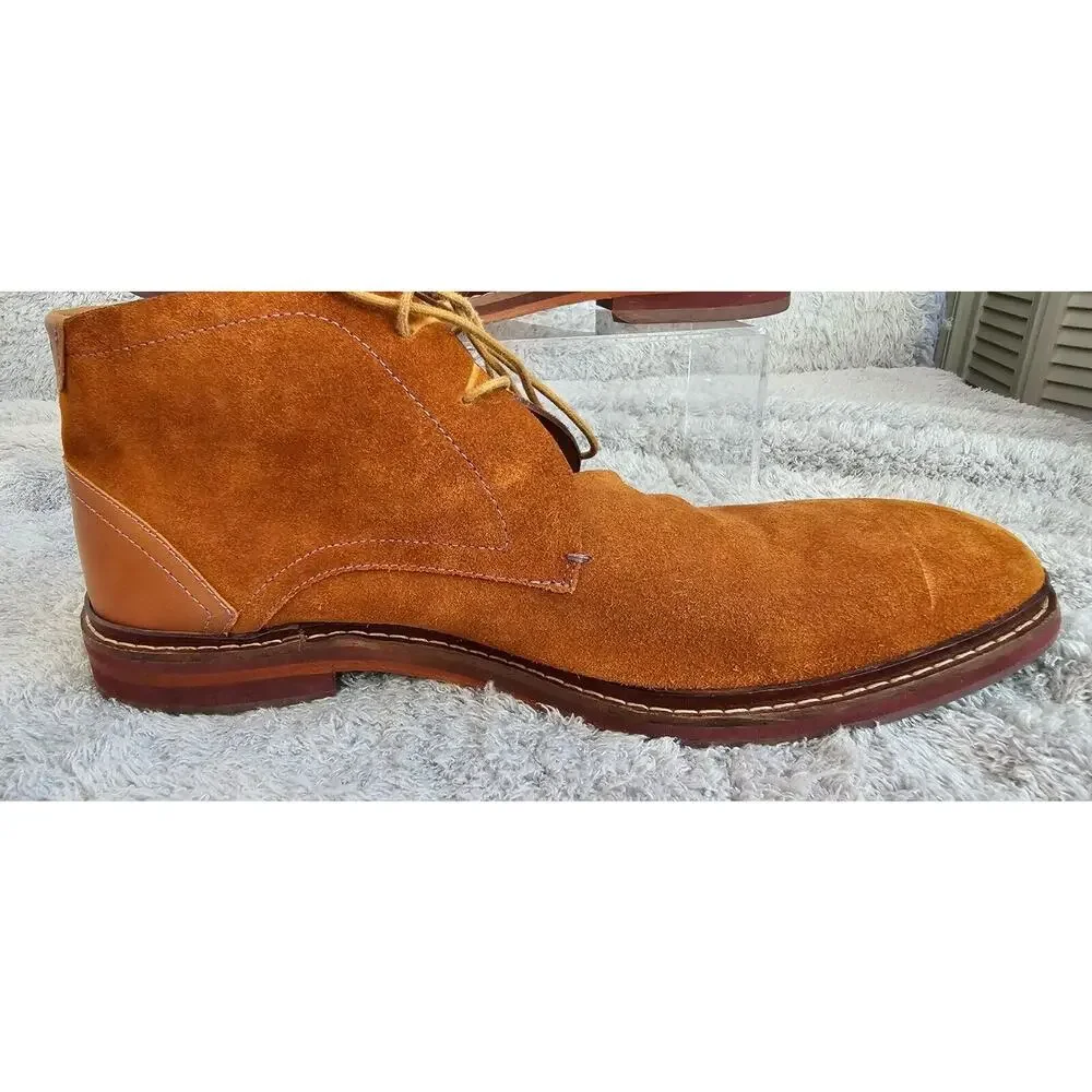 Ted Baker London Azzlan Chukka Leather Ankle Boot Shoes Brown Purple Stitch 11.5